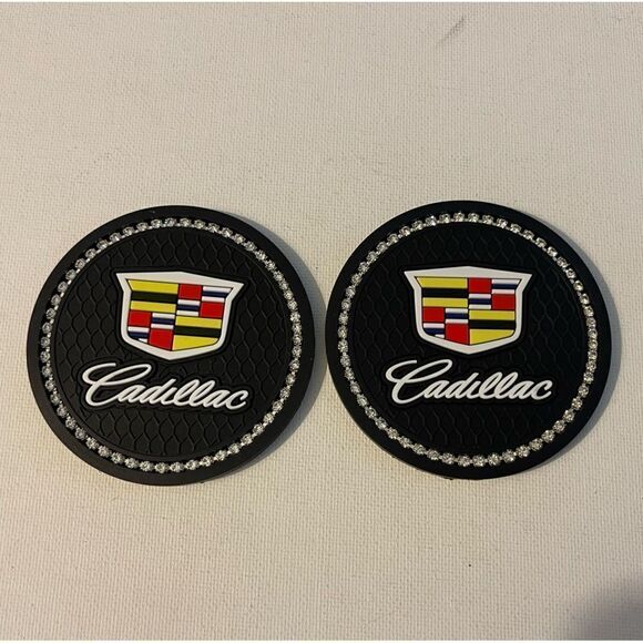 Cadillac Car Cup Holder Coasters with bling set of 2 NWT - Picture 3 of 4